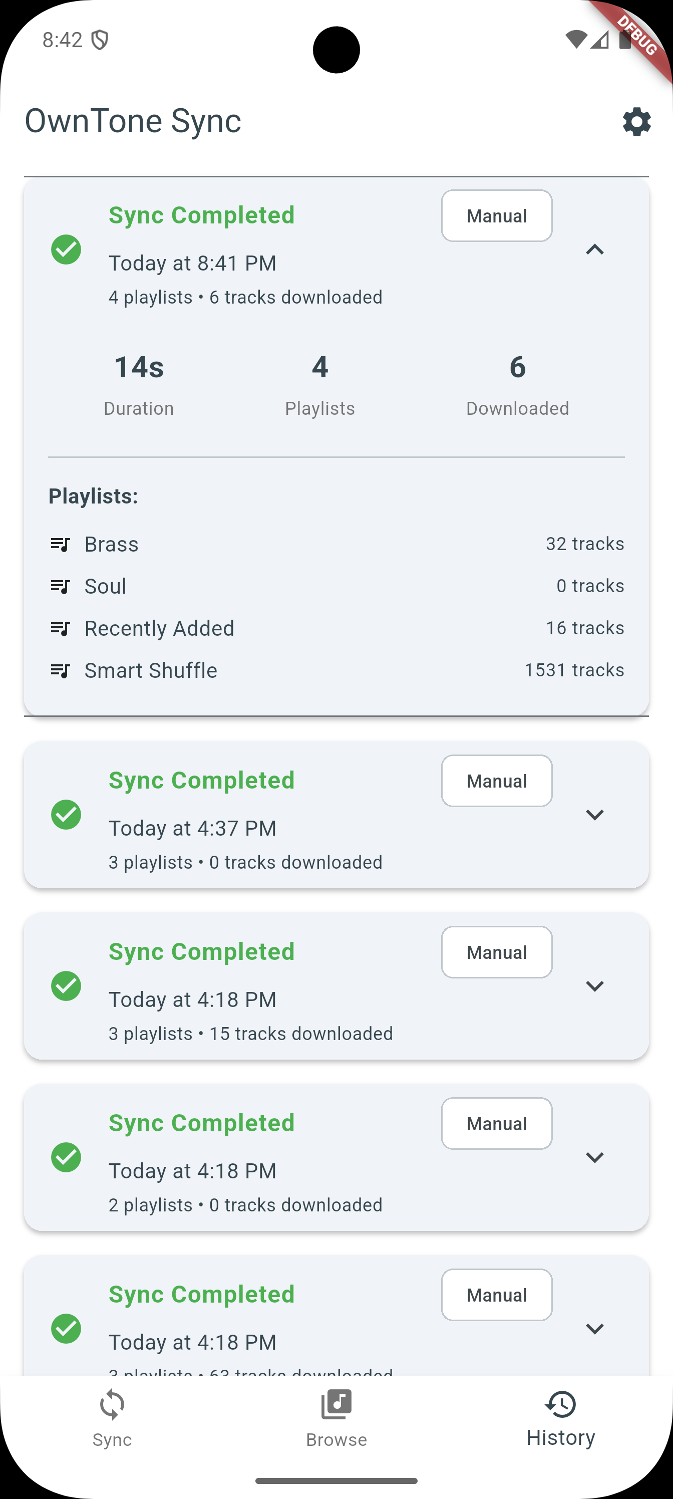 Sync History